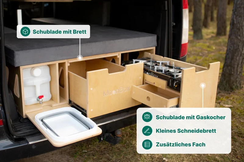 Moonbox Campingbox mit Tisch Van/Bus 115cm Modify UV-Lack