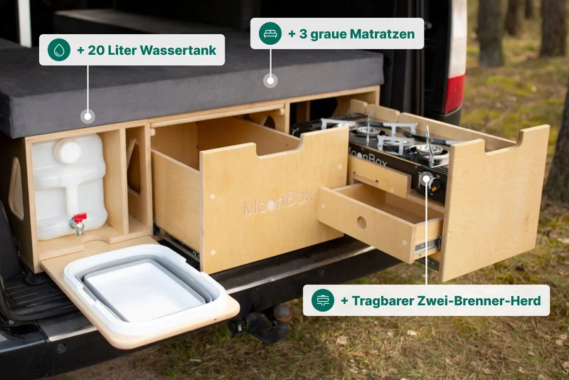 Moonbox Campingbox mit Tisch Van/Bus 115cm Modify UV-Lack
