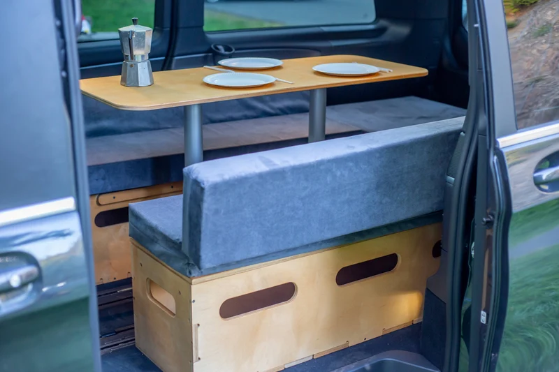 Moonbox Campingbox mit Tisch Van/Bus 115cm Natur