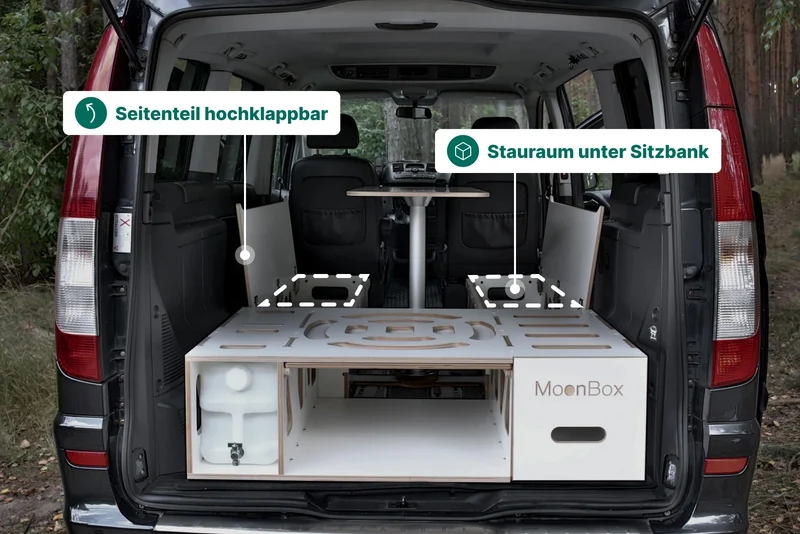 Moonbox Campingbox mit Tisch Van/Bus 115cm Weiß