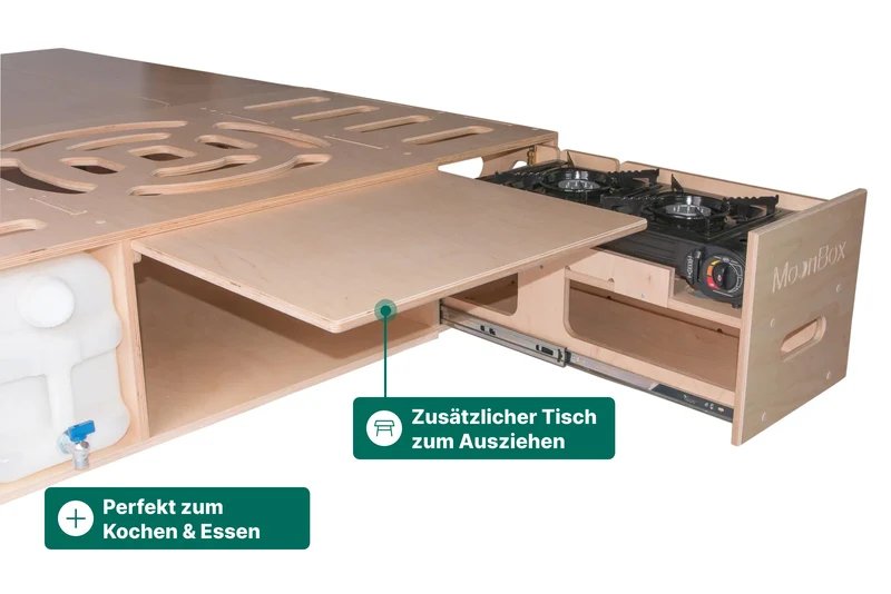 Moonbox Campingbox mit Tisch Van/Bus 115cm UV-Lack