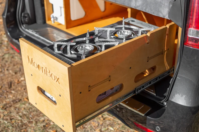 Moonbox Campingbox mit Tisch Van/Bus 119cm Natur