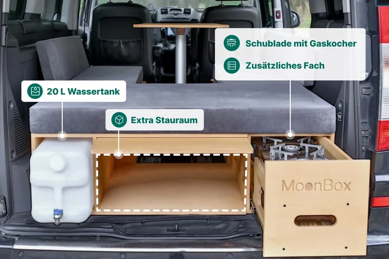 Moonbox Campingbox mit Tisch Van/Bus 119cm UV-Lack