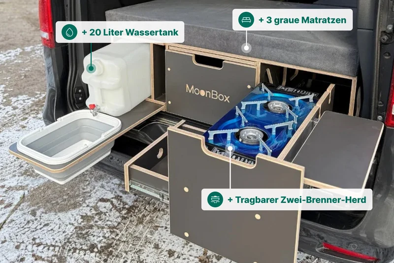 Moonbox Campingbox mit Tisch Van/Bus 124cm Modify Dunkelgrau