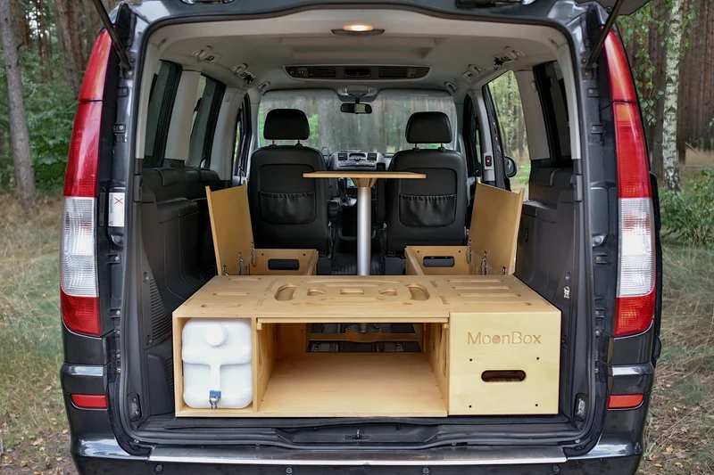 Moonbox Campingbox mit Tisch Van/Bus 124cm Natur