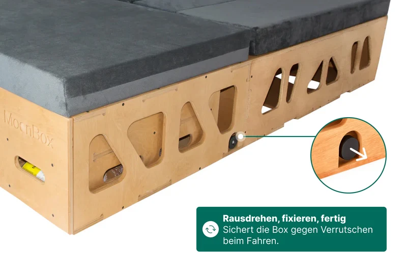 Moonbox Campingbox mit Tisch Van/Bus 124cm Natur