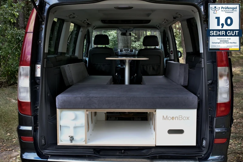 Moonbox Campingbox mit Tisch Van/Bus 124cm Weiß