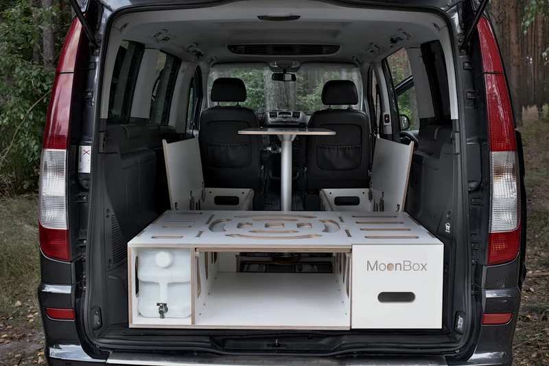 Moonbox Campingbox mit Tisch Van/Bus 124cm Weiß