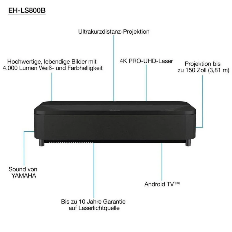 Epson EH-LS800B 4K Laser-TV mit Android und Yamaha Sound