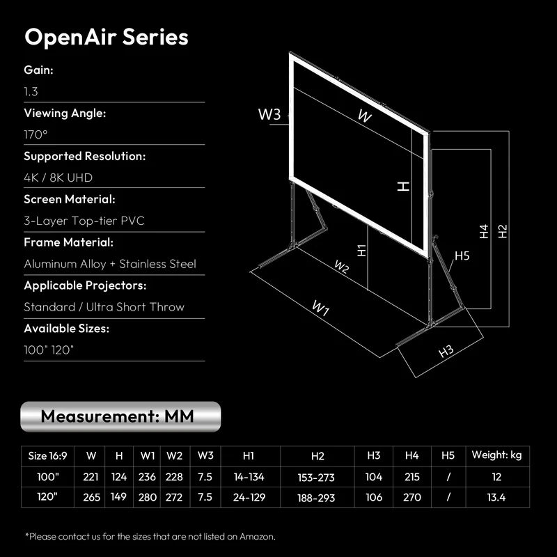 NothingProjector OpenAir Series Outdoor Camping Portable Folding Screen with Stand 1.3 Gain, 4K/8K UHD, 3-Layer PVC, Tool-Free Fast Setup