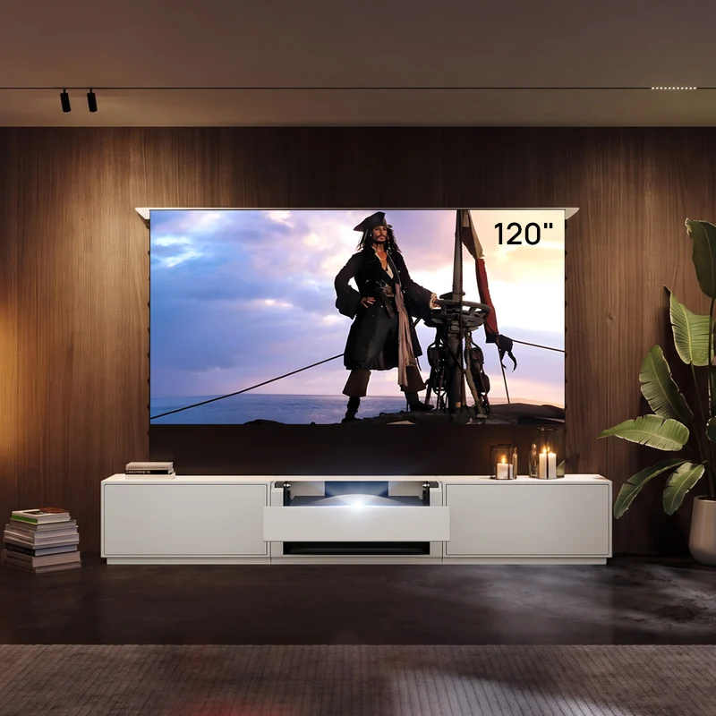 Shore Flip Design Matte Smart Laser TV Cabinet for UST Projector (Pre-Assembled)