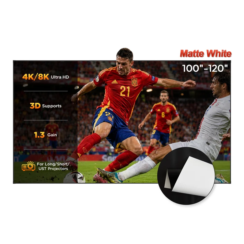 100''-120'' NothingProjector Matte White Fixed Frame Screen For Long/Short/UST Projector