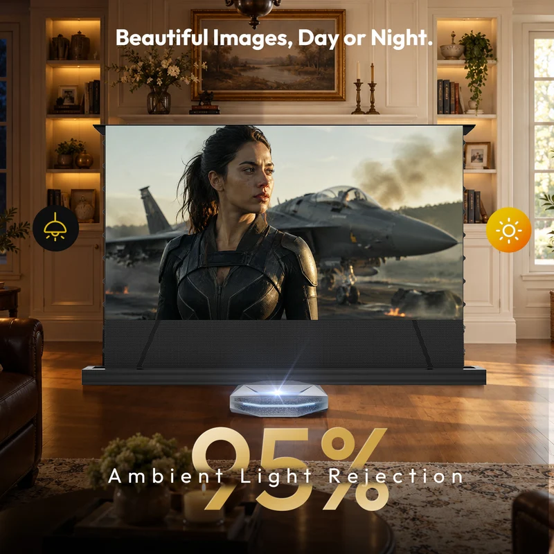 120 inch NothingProjector Motorized Floor Rising 95% ALR Projector Screen