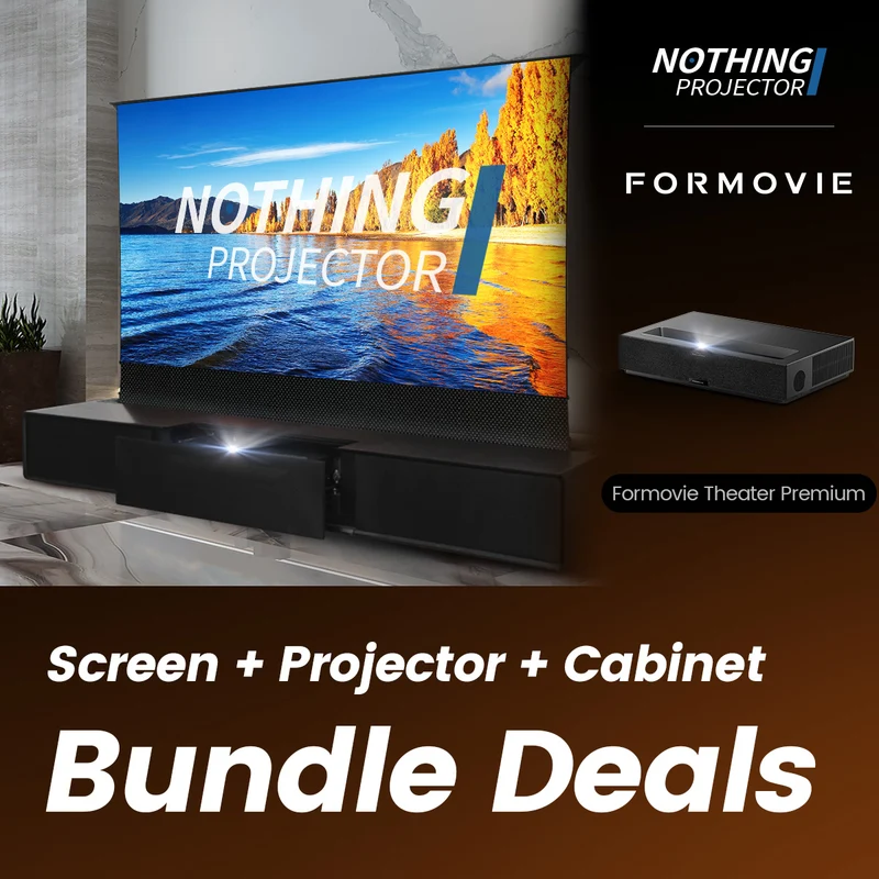 (Bundle) Formovie Theater Premium + Black Series Motorized ALR Screen + Flat Pack Laser TV Cabinet