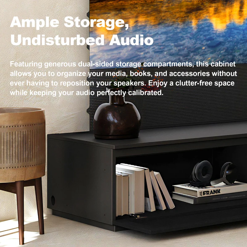 100"-120" Shore Black Motorized Laser TV Flat Pack Cabinet