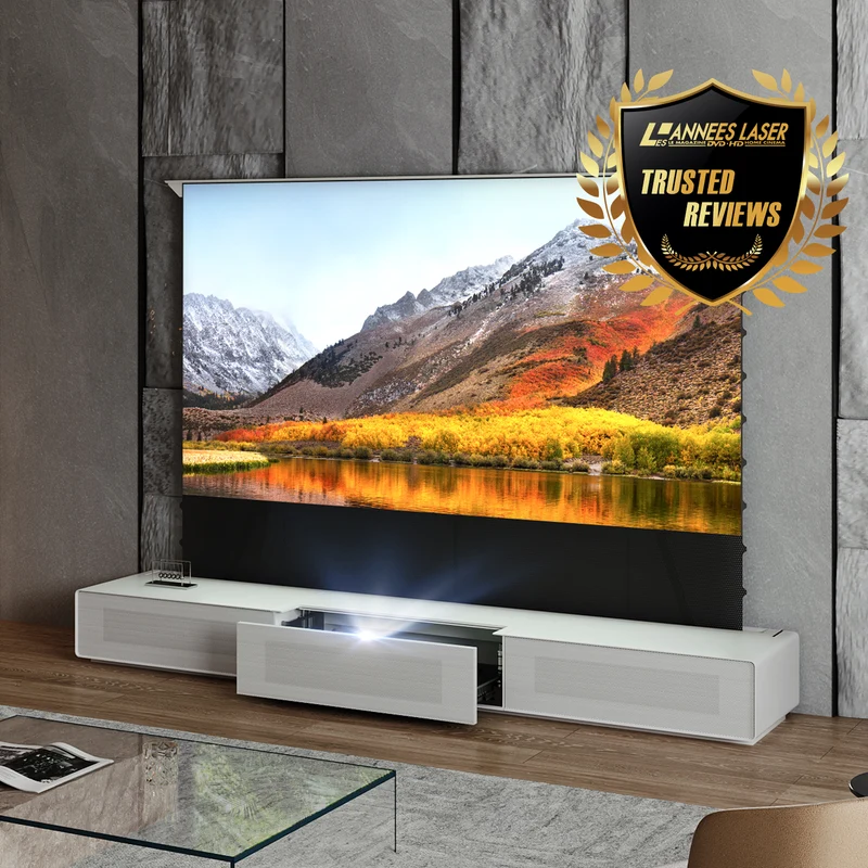Premium Customizable Walnut Laser TV Cabinet for Ultra Short Throw Projector (Pre-Assembled)
