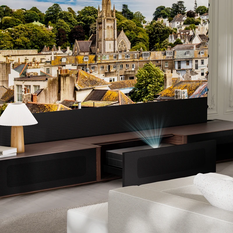Premium Customizable Walnut Laser TV Cabinet for Ultra Short Throw Projector (Pre-Assembled)