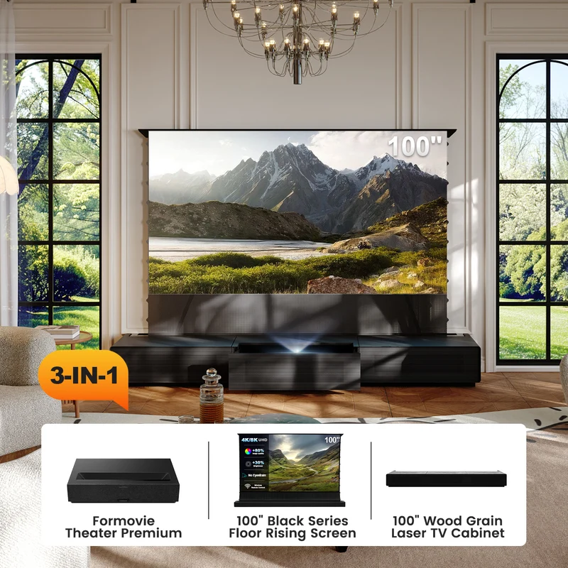 (Bundle) Formovie Theater Premium + Black Series Motorized ALR Screen + Laser TV Cabinet (Pre-Assembled)