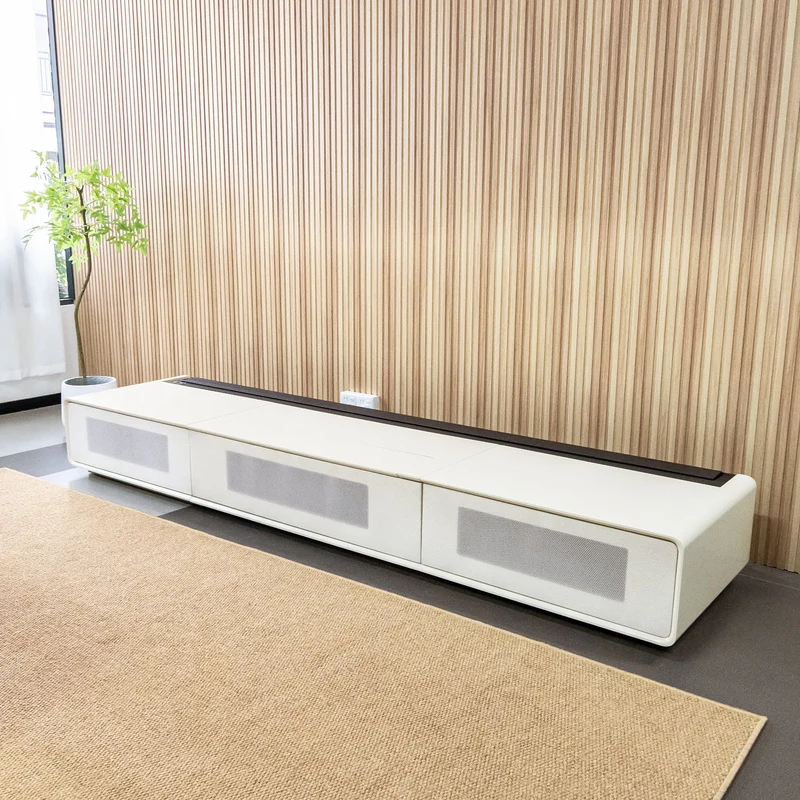 Shore UST Projector Matte Cabinet + Black Series Motorized Floor Rising Screen Bundle (Pre-Assembled）