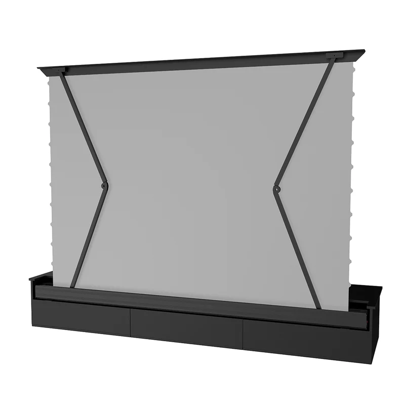 100"-120" Shore Black Motorized Laser TV Flat Pack Cabinet