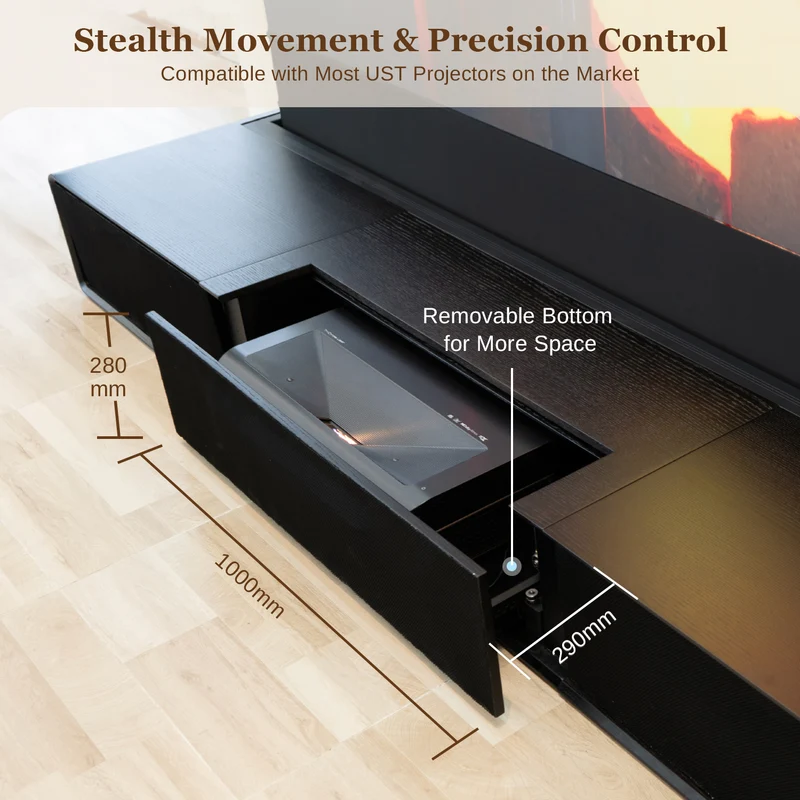 Shore Wood Grain TV Cabinet for Ultra Short Throw Projector (Pre-Assembled)