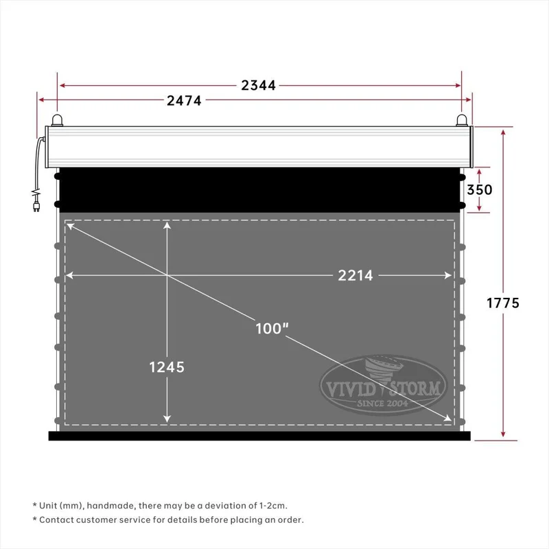 VIVIDSTORM PRO A Slimline Motorized Tension Drop Down UST ALR Projector Screen