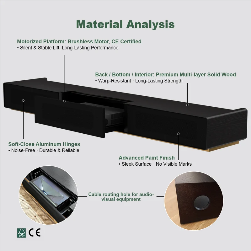 Shore Fully-Assembled Modern Matte TV Stand for UST Projector