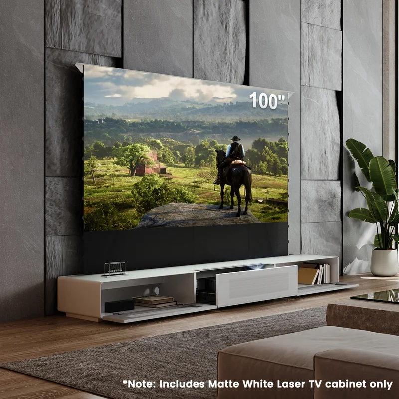 Shore Fully-Assembled Modern Matte TV Stand for UST Projector