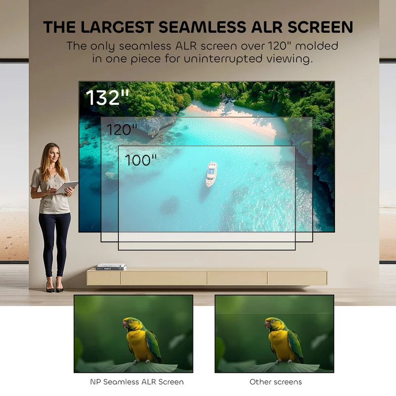 132 Inch NothingProjector Seamless Lenticular 4K UST 95% ALR Projector Screen