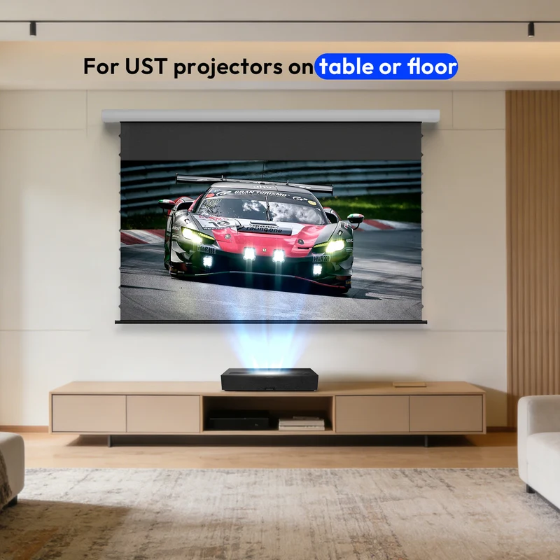 84"-120" NothingProjector Black Series Slimline Motorized Tension Drop Down 95% ALR Projector Screen