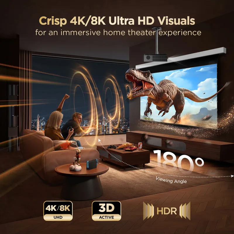 84"-120" NothingProjector Black Series Slimline Motorized Tension Drop Down 95% ALR Projector Screen