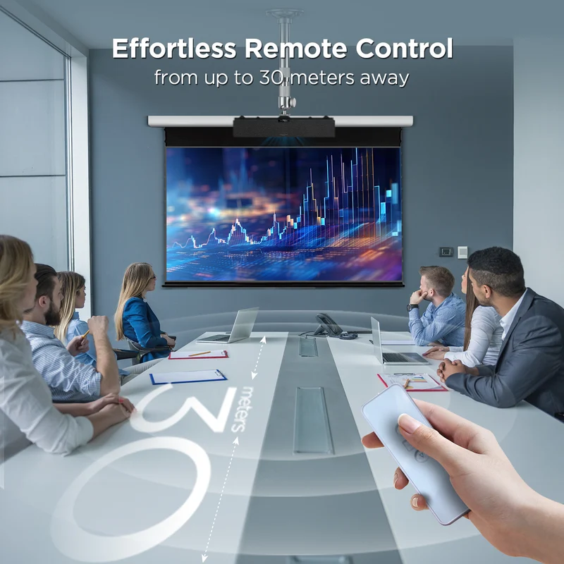 84"-120" NothingProjector Black Series Slimline Motorized Tension Drop Down 95% ALR Projector Screen