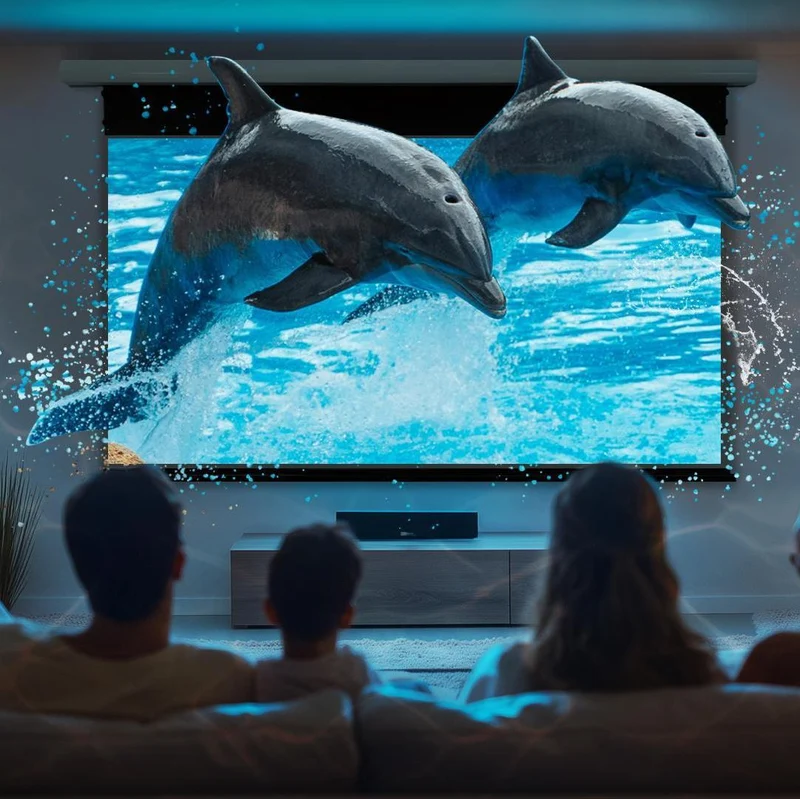 84"-120" NothingProjector Black Series Slimline Motorized Tension Drop Down 95% ALR Projector Screen