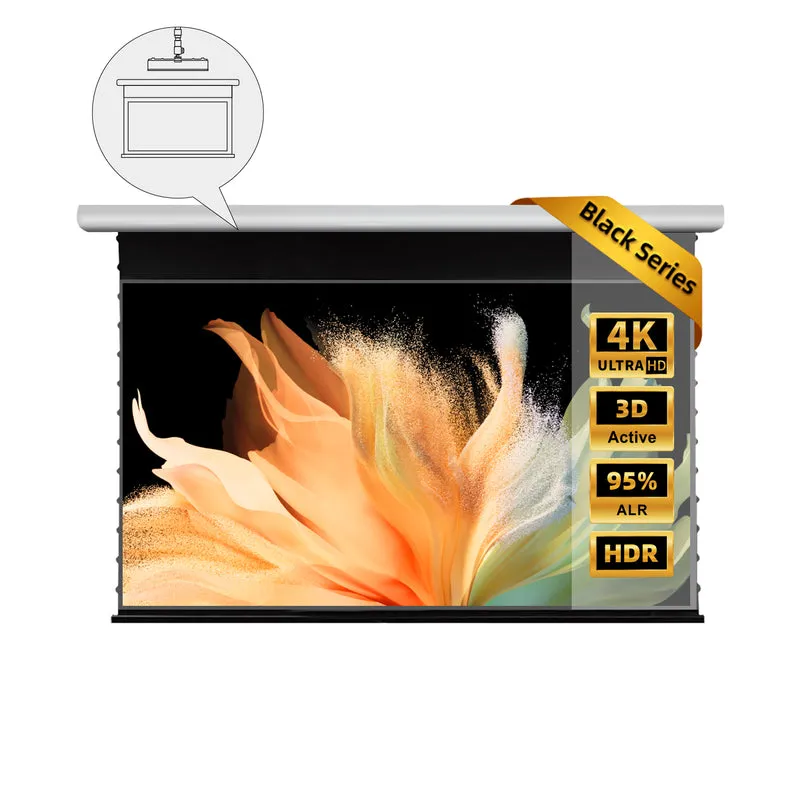 84"-120" NothingProjector Black Series Slimline Motorized Tension Drop Down 95% ALR Projector Screen