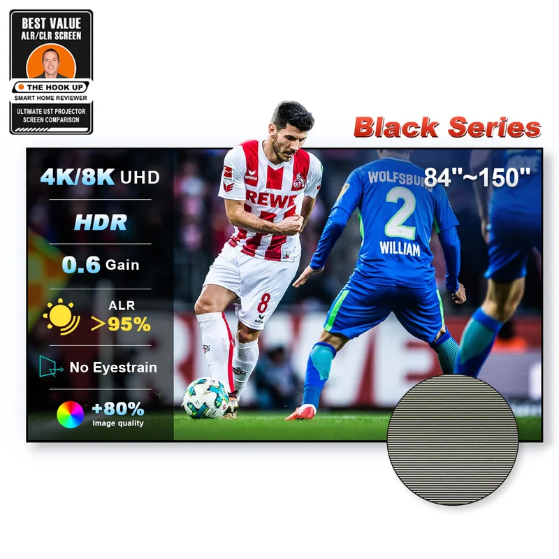 84''-150'' NothingProjector Black Series 95% ALR/CLR Ultra Short Throw Projector Screen