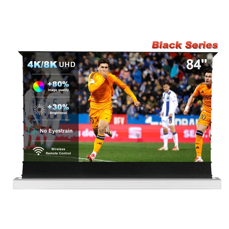 84''-130'' NothingProjector Black Series 95% ALR Motorized Floor Rising Screen For Ultra Short Throw Projector