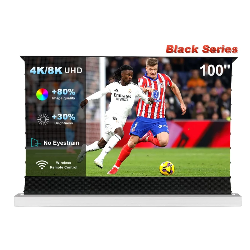 84''-130'' NothingProjector Black Series 95% ALR Motorized Floor Rising Screen For Ultra Short Throw Projector