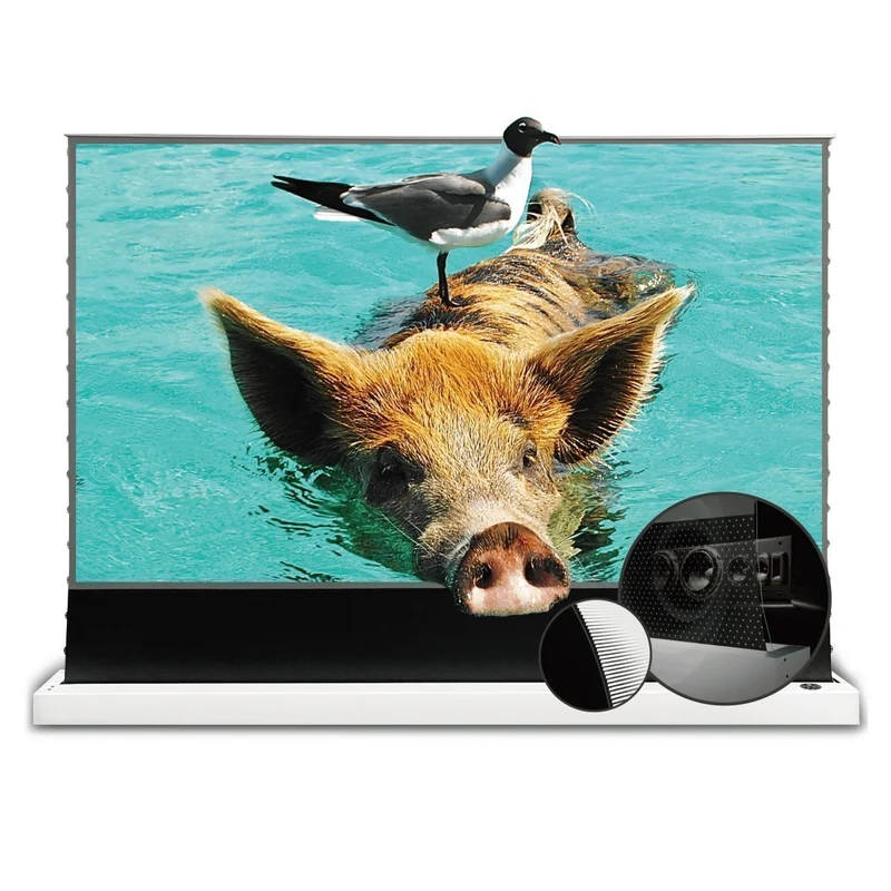 72"-120" VIVIDSTORM S PRO P Motorized 4K HD 3D Floor Rising UST ALR Projector Screen