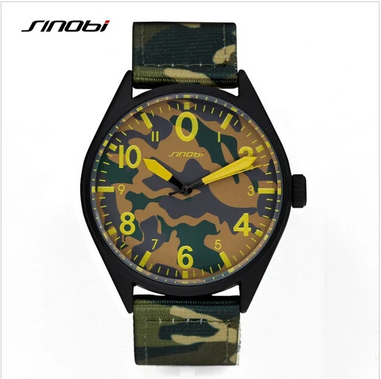 SINOBI luxury brand camouflage nylon air force Army waterproof quartz watch