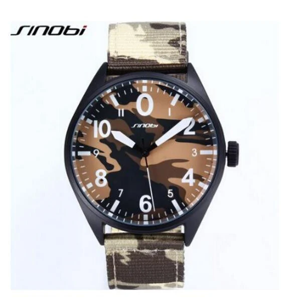 SINOBI luxury brand camouflage nylon air force Army waterproof quartz watch