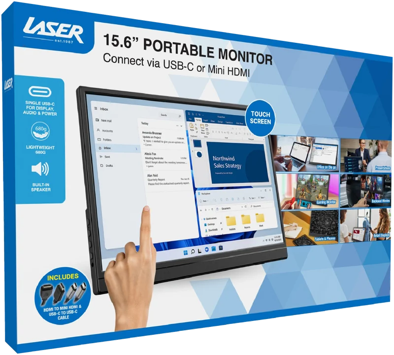 Laser 15.6" Portable Monitor with touch screen