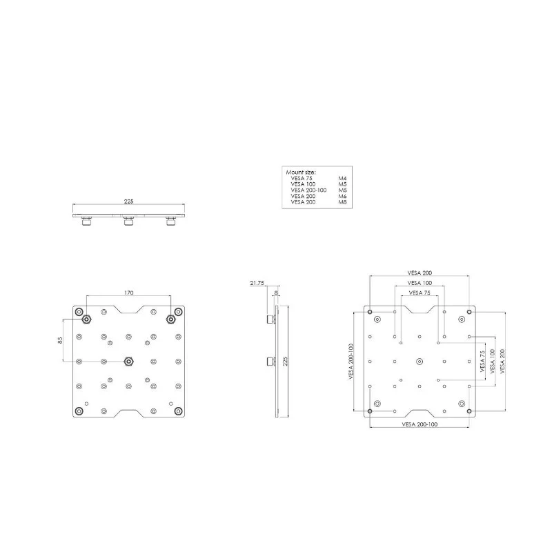 SmartMetals 063.0300 Display-Halterung – VESA 200, Dreipunkt-Kopplung, bis 50 kg