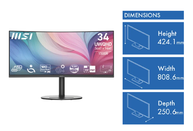 MSI 34" UWQHD 1500R Curved Black Monitor