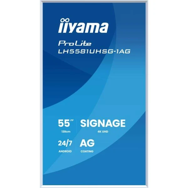 iiyama Gallery Line Signage Display mit weißen (abnehmb.) Rahmen, 24/7 Betrieb und iiSignage2