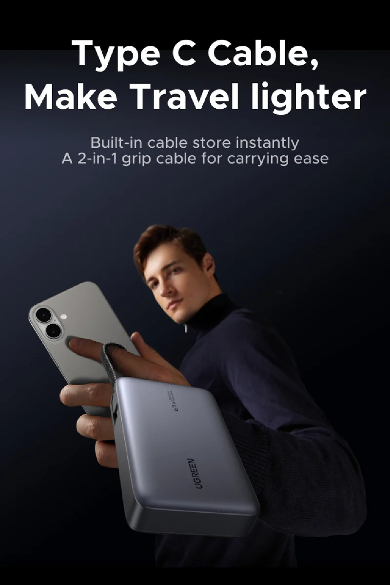 UGREEN 67W 20KmAh Power Bank with Built-in Cable (3C certified)