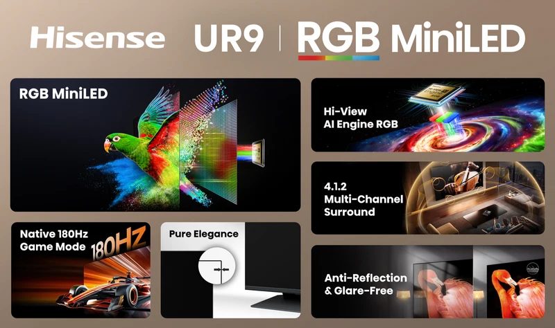 Hisense 75" UR9SAU RGB 4K MiniLED 180Hz TV 2026