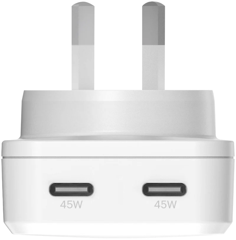 Cygnett ChargePlus Dual USB-C Slim Wall Charger 45W AU - White