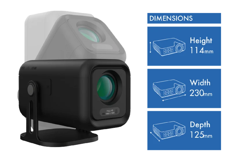 Laser 1080P Android 13 Smart Projector with auto focus Black