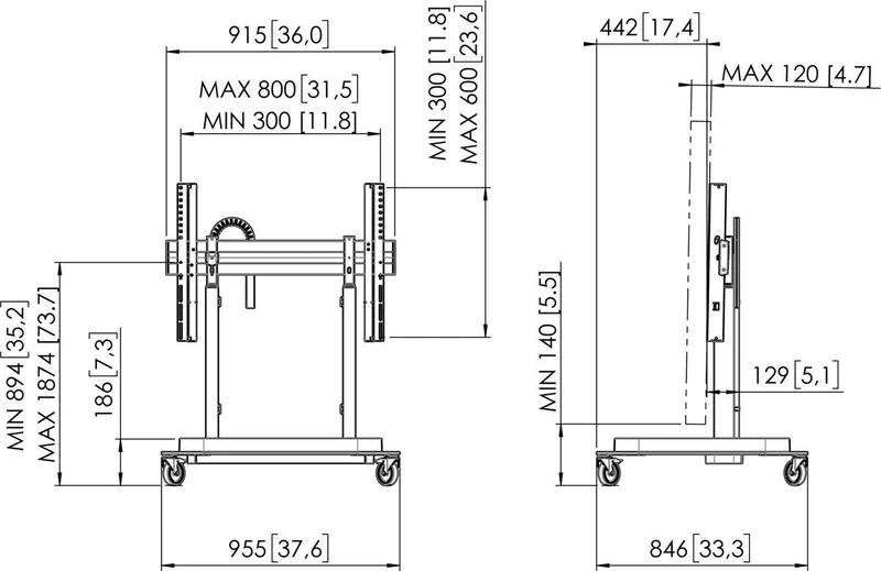Vogel's RISE 5200 Trolley mit motorisiertem Display-Lift 80 mm/s mit DirectControl