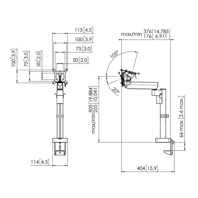 Vogel's MOMO 2127 Monitorarm, mit manueller Höhenverstellung und 1 Pivotpunkt